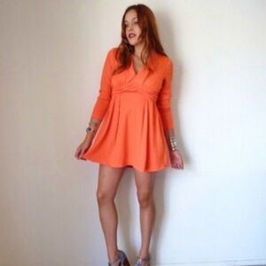 Handmade vintage orange dress small
